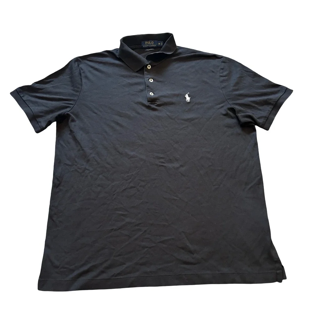 Polo Ralph Lauren Mens Classic Fit Short Sleeve Cotton Polo Shirt Black Size M